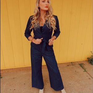 Goldie denim flare jumpsuit